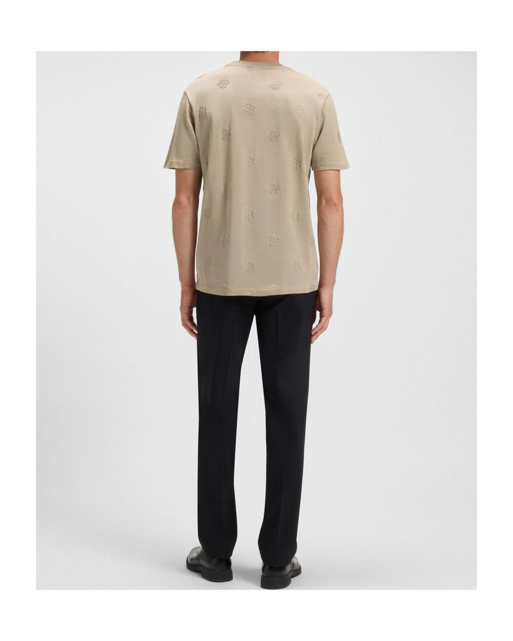 Boss Natural Mercerised-Cotton T-Shirt With Double B Monograms for men