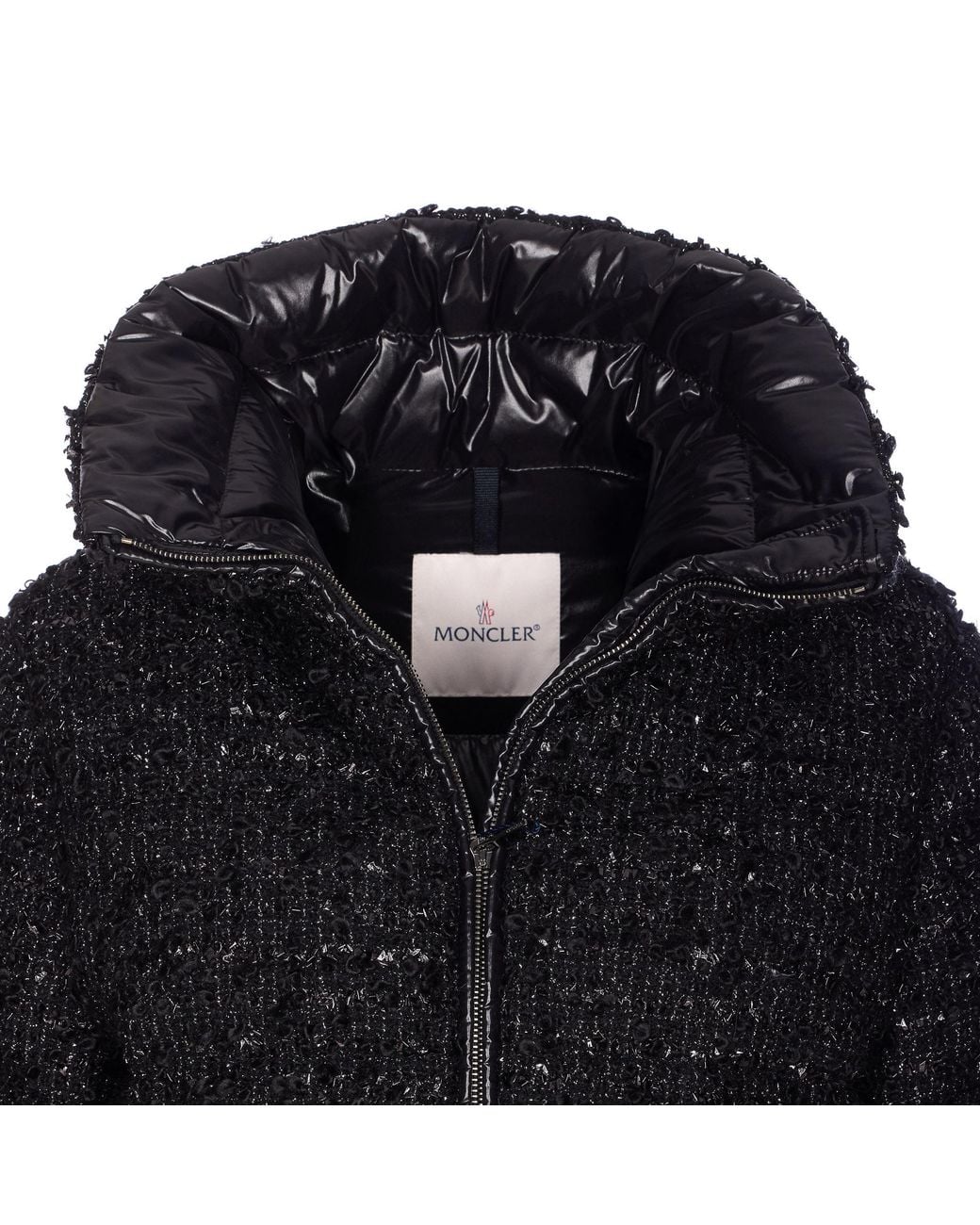 Moncler Black Urbel Tweed Short Down Jacket