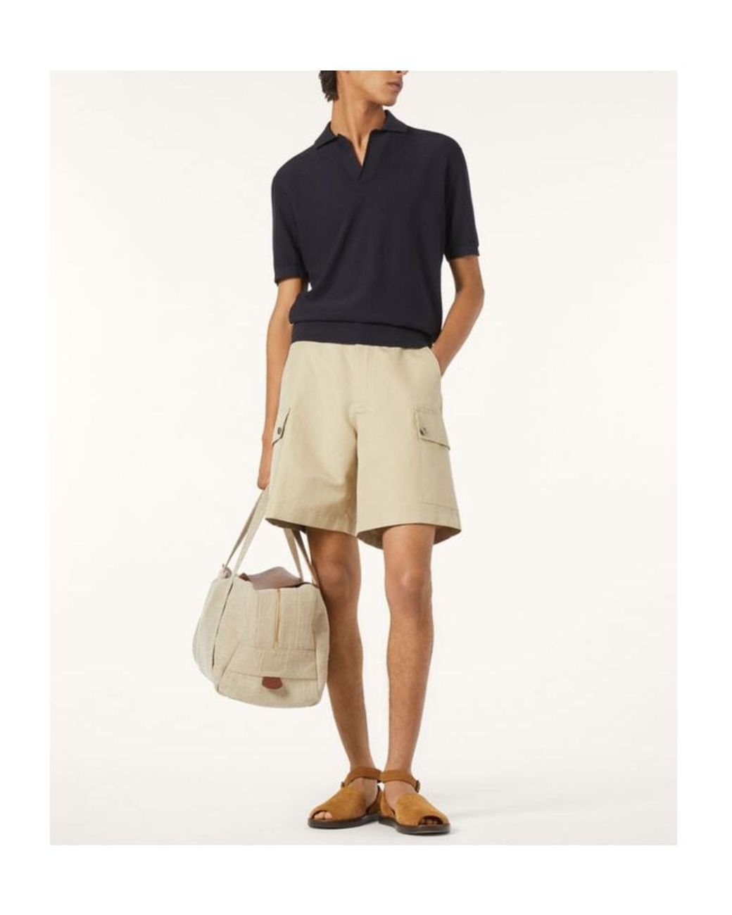 Loro Piana Black Basic Short-Sleeved Polo Shirt for men