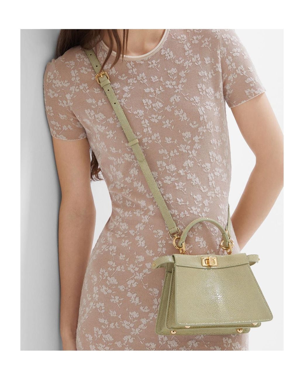 Fendi Metallic Sage Stingray Leather Bag