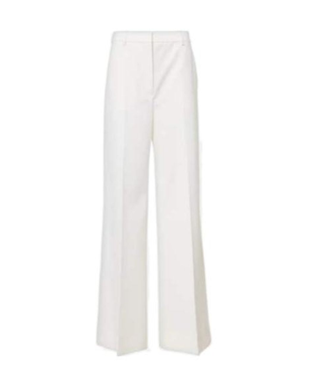 Stella McCartney White High-Rise Pleated Wool Wide-Leg Pants