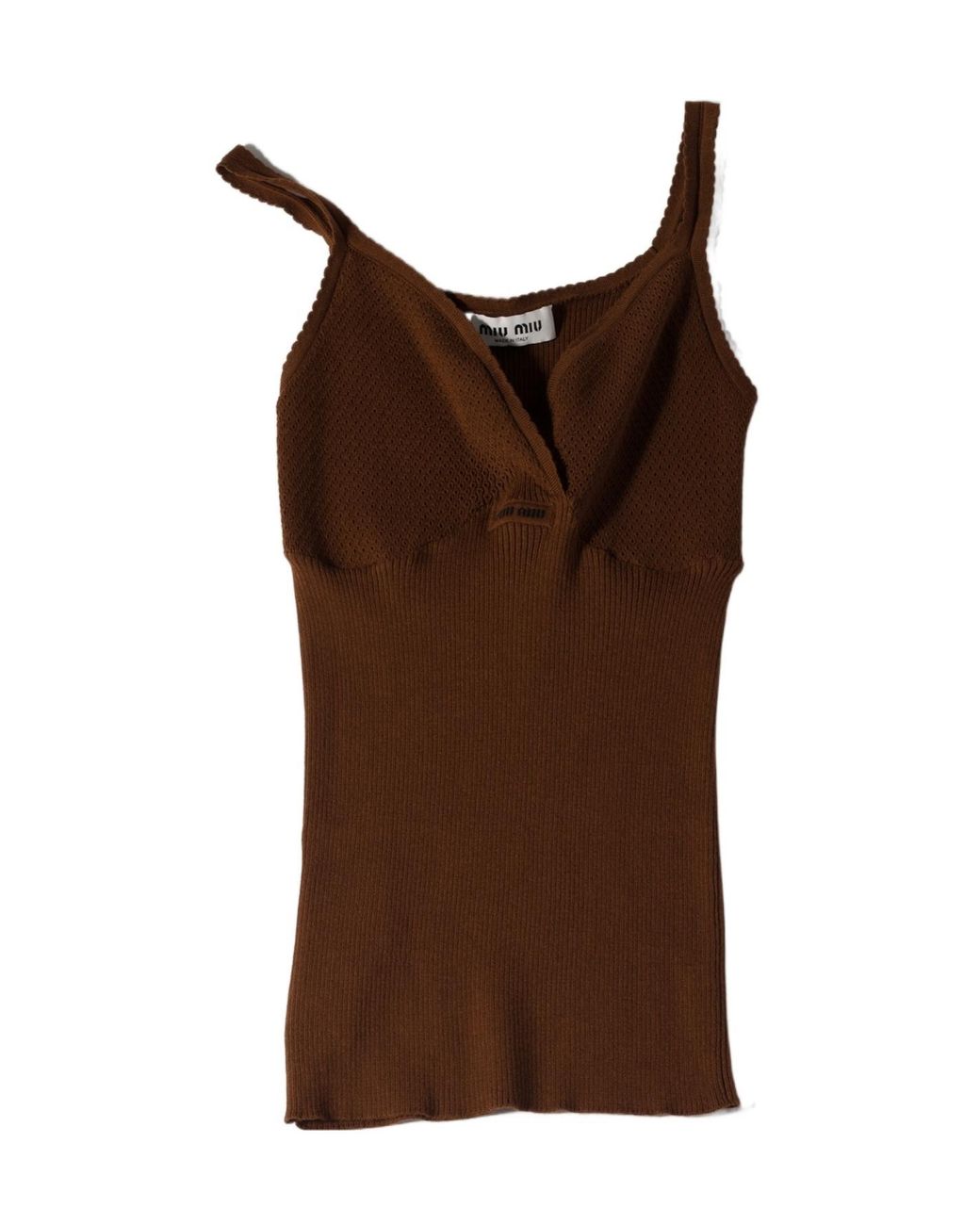 Miu Miu Brown Cotton Knit Top