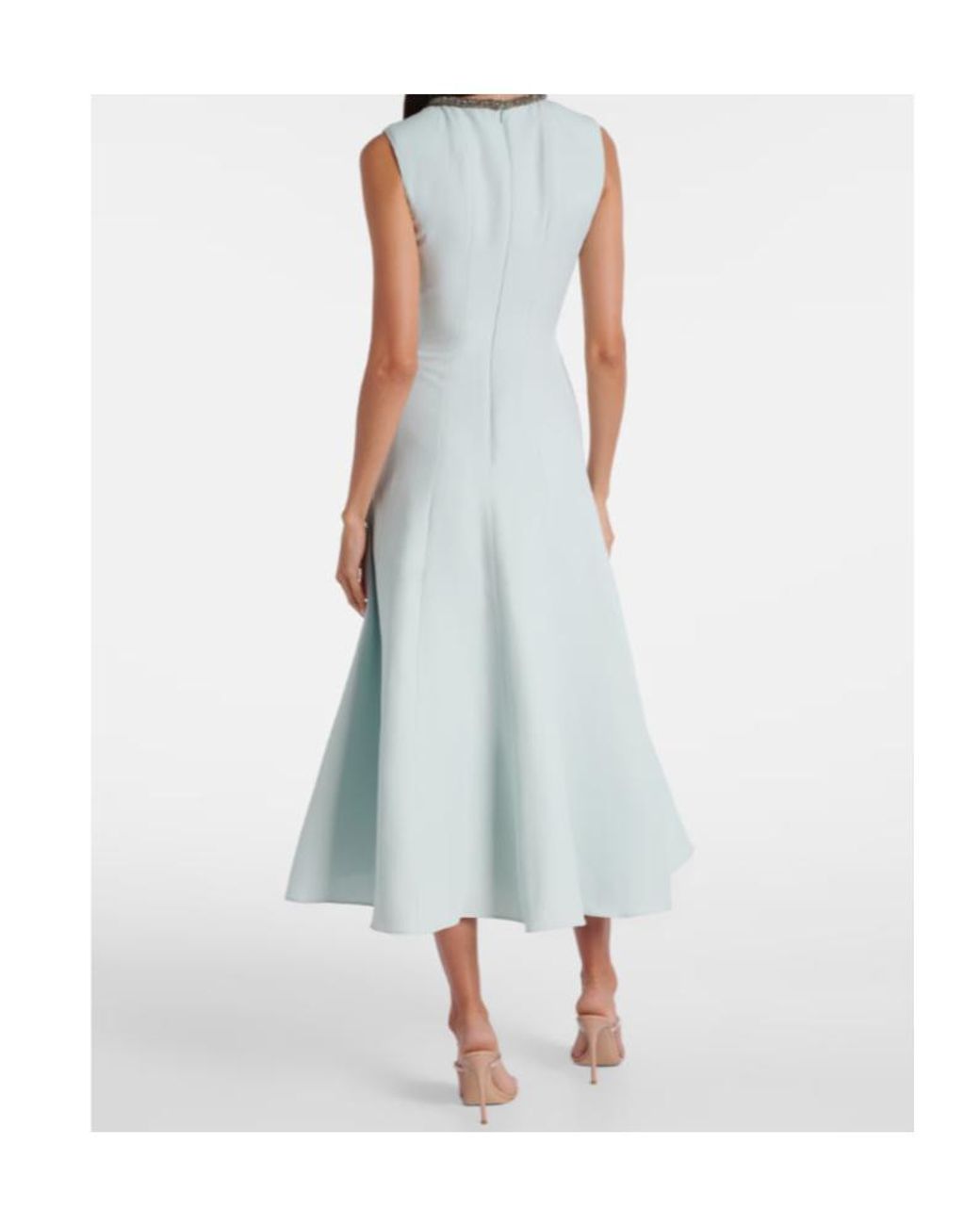Roland Mouret Blue Embellished Wool And Silk Midi Dress