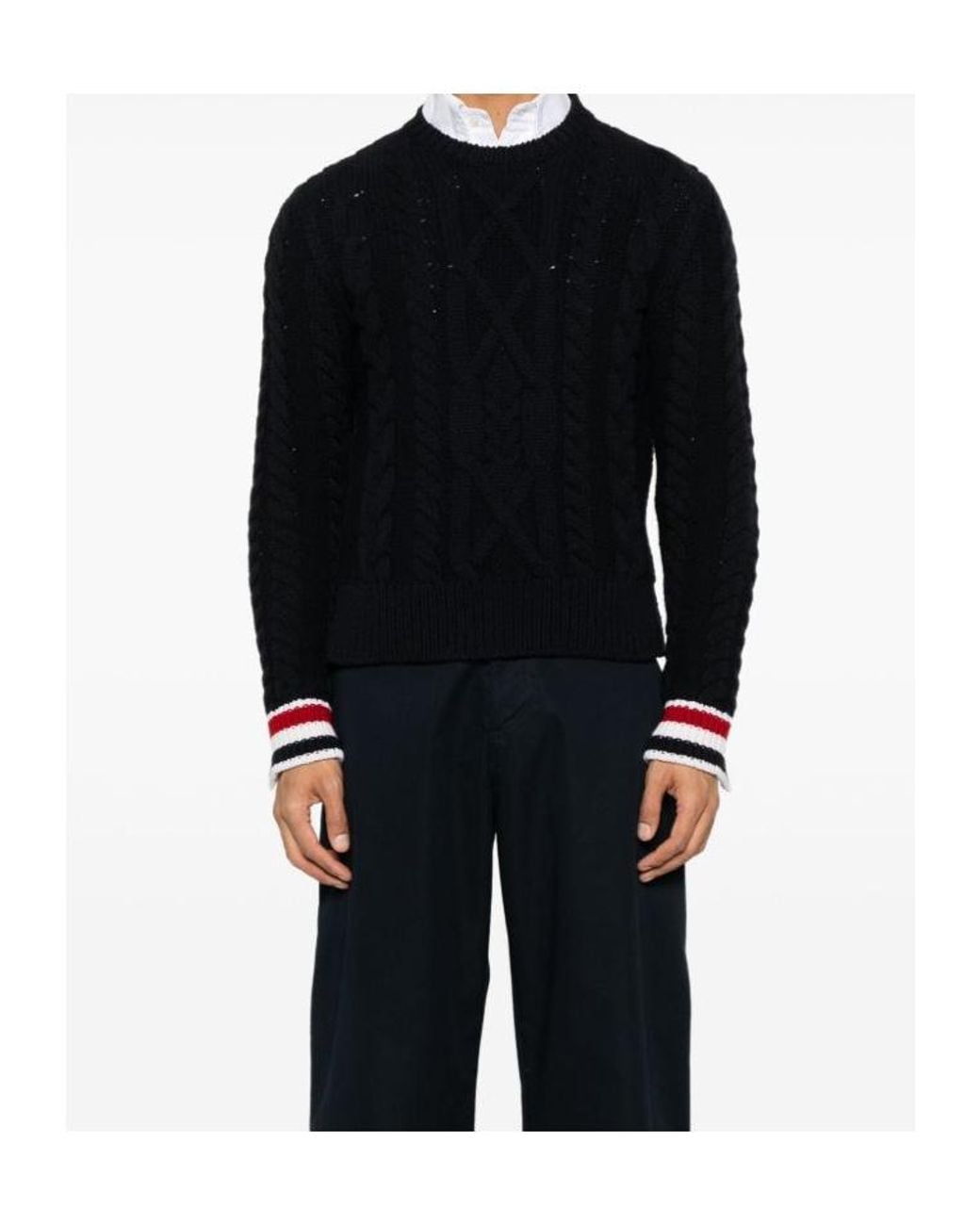 Thom Browne Black Aran Cable Stitch Pullover