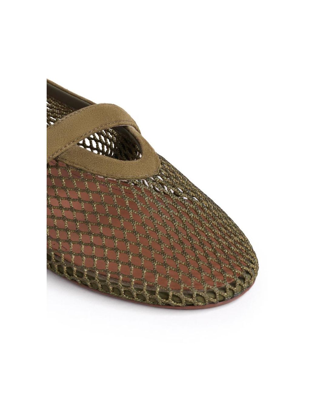 Alaïa Brown Alaïa Fishnet Buckled Ballet Flats
