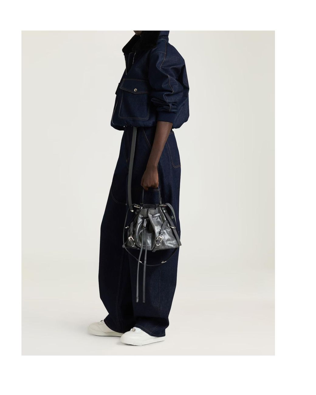 Givenchy Blue Shearling Collar Zip-Up Denim Jacket