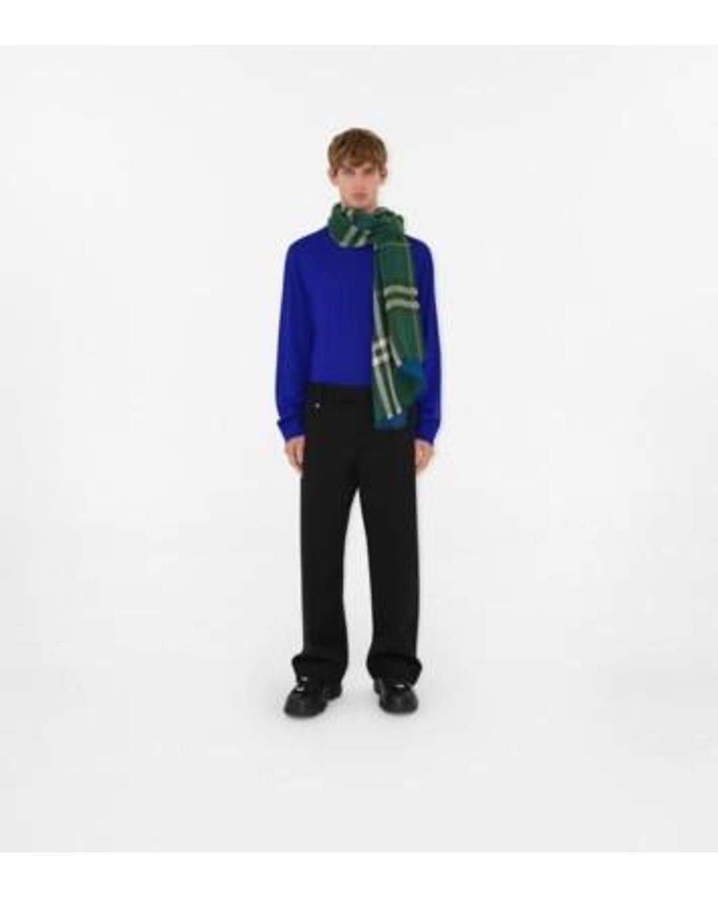 Burberry Green Vintage-Check Frayed-Edge Scarf for men