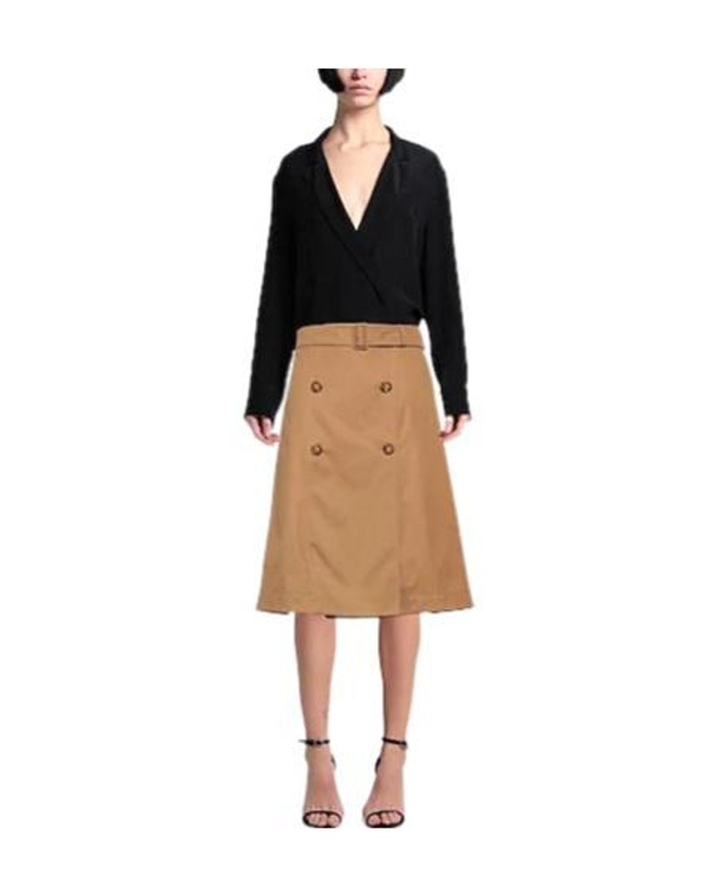 Burberry Natural Solid Color Umbrella Skirt