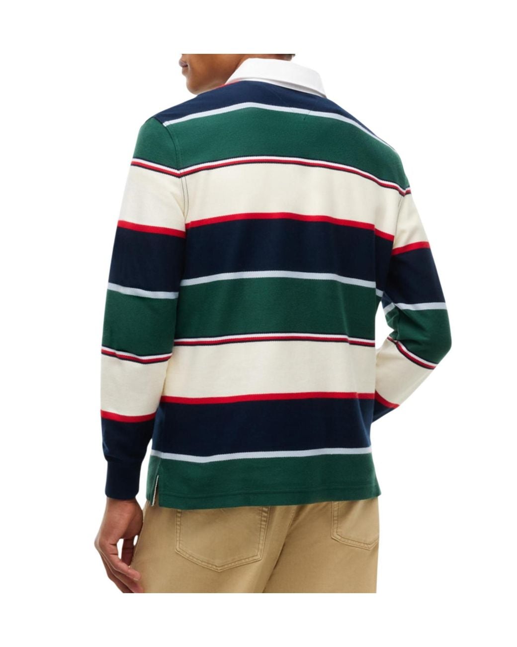 Tommy Hilfiger Green Relaxed Fit Rugby Stripe Long Sleeve Polo Shirt for men