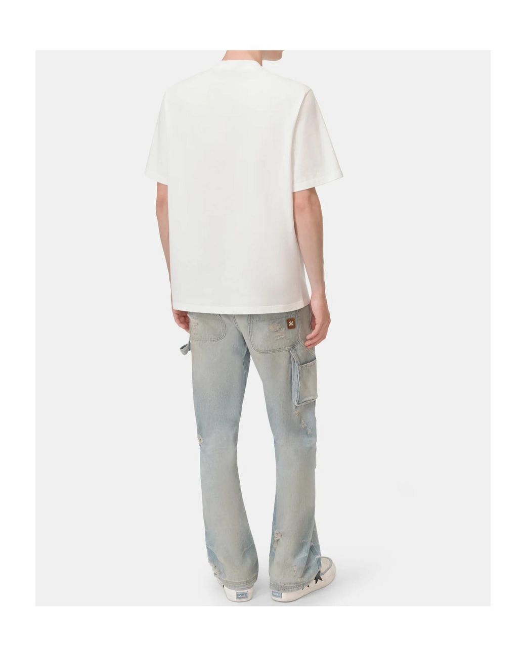 Amiri Gray Distressed Lightweight Carpenter Jeans for men