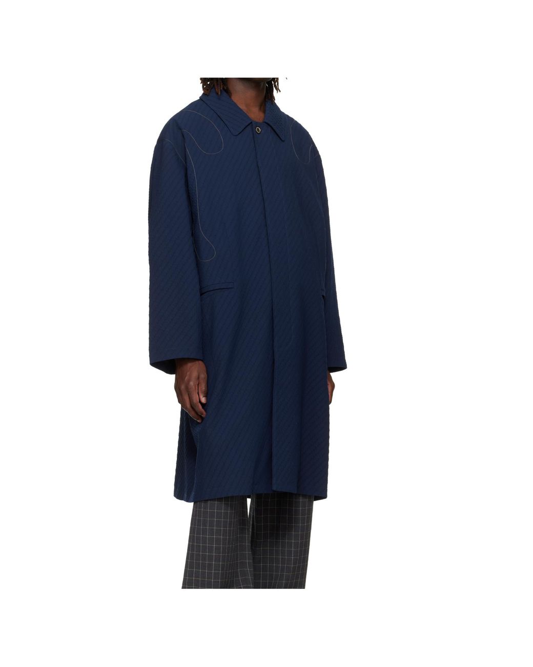 Kiko Kostadinov Blue Euri K-Shoulder Coat for men