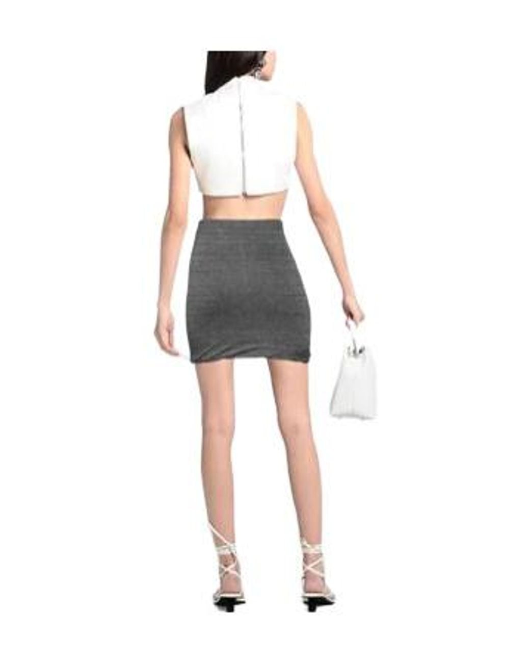 Isabel Marant Gray Vertically Striped Knit Bodycon Mini Skirt