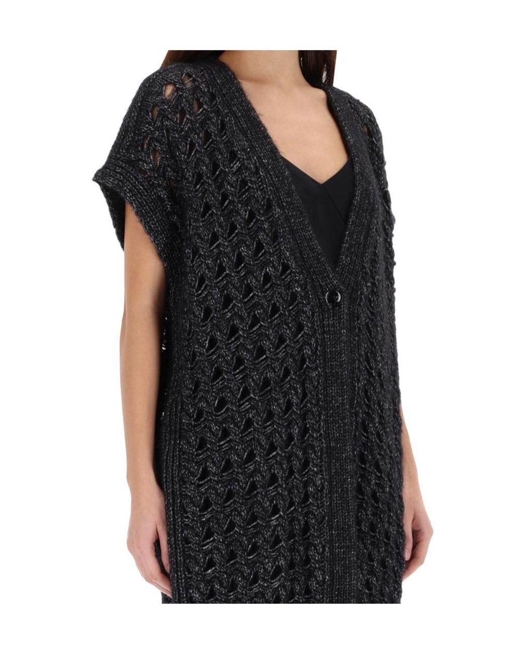 Herno Black Vest With Perforated Workmanship