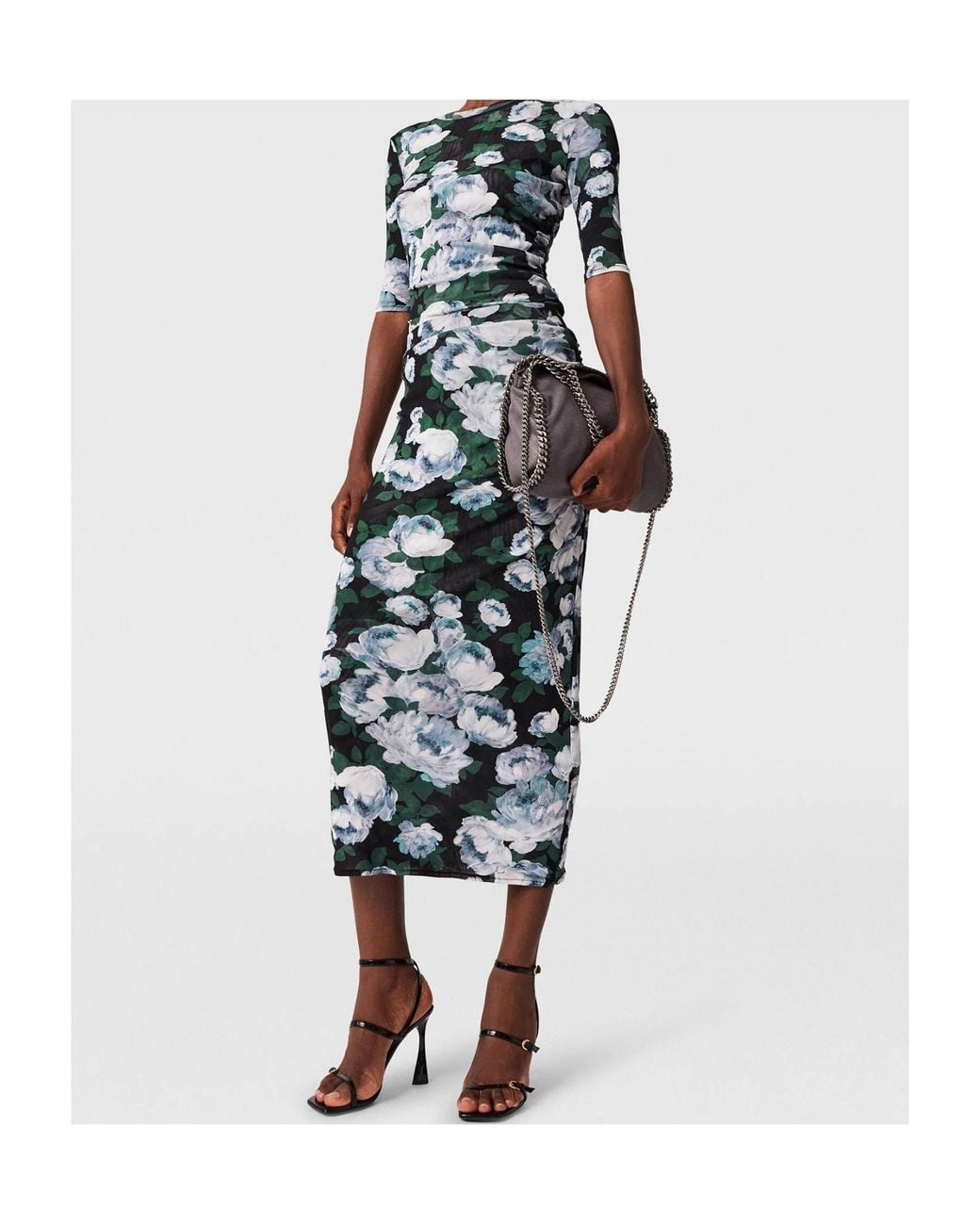 Stella McCartney Green Floral Mesh Midi Skirt