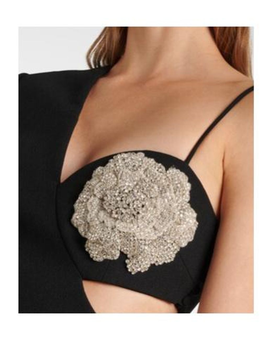 Rebecca Vallance Black Sachiel Floral-Applique Gown