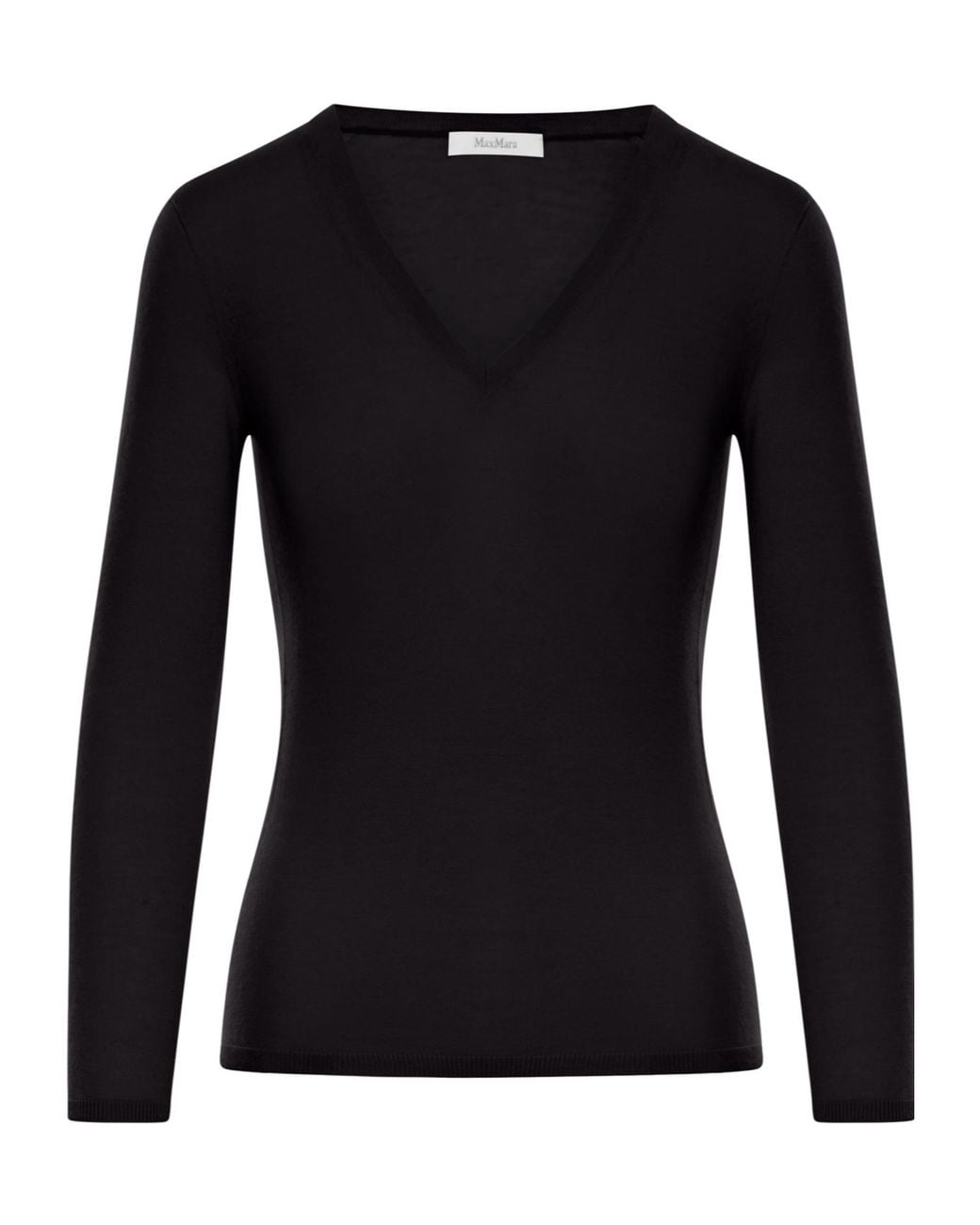 Max Mara Black V-Neck Long-Sleeved Jumper