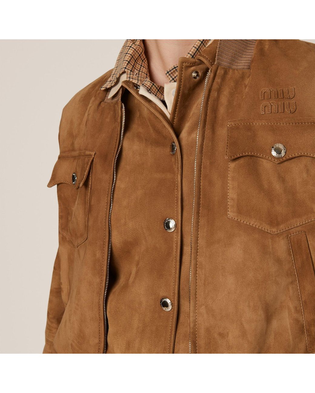 Miu Miu Brown Long-Sleeved Zipped Jacket