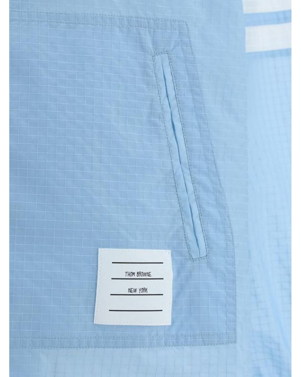 Thom Browne Blue 4-Bar Stripe Detailed Hooded Jacket