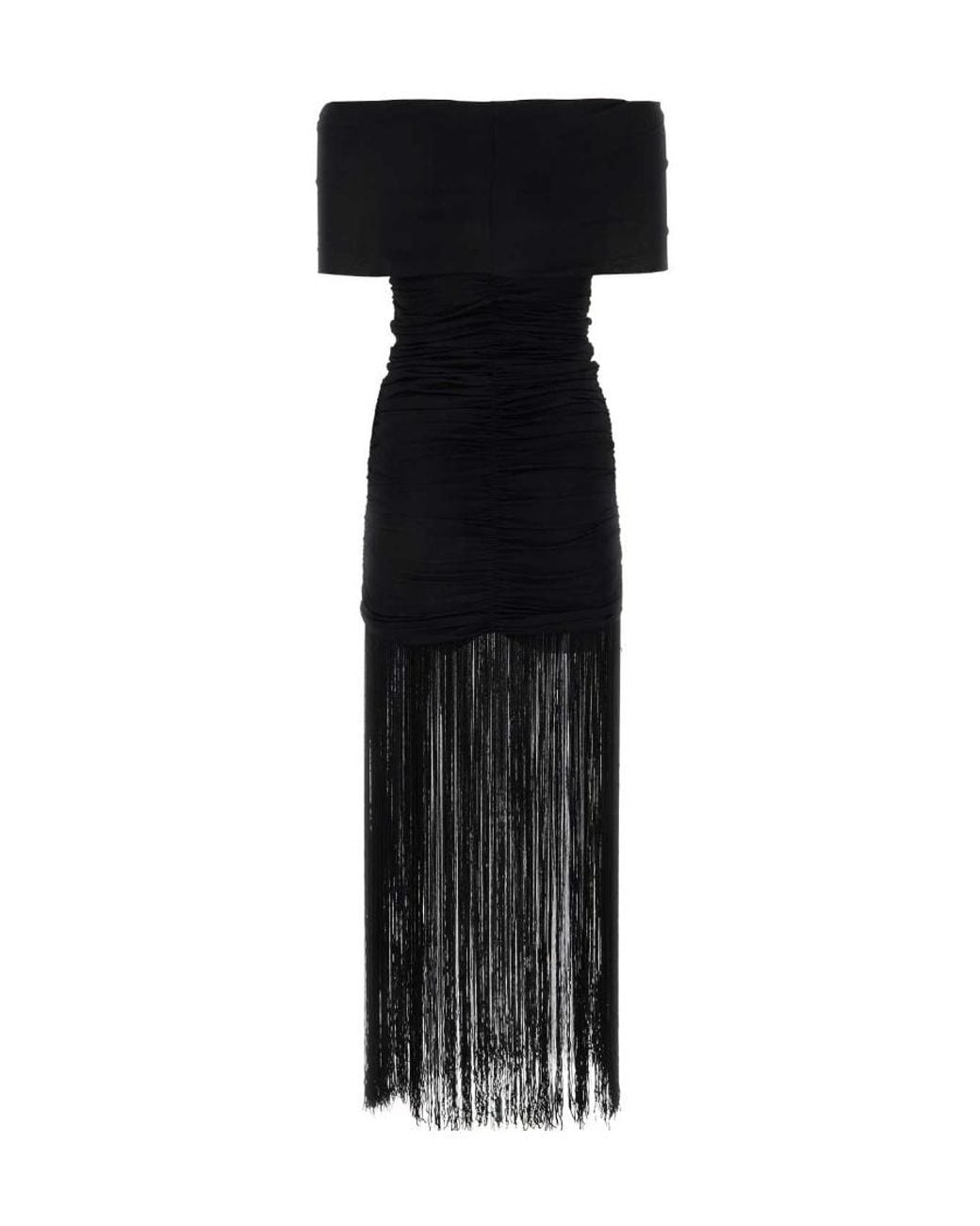 Khaite Black Jacinta Off-Shoulder Ruched Dress