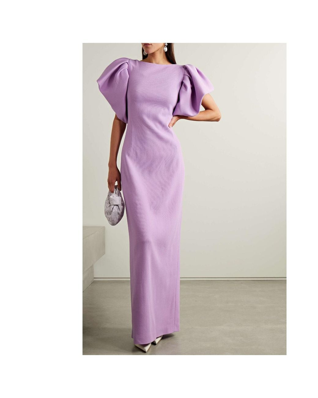 Oscar de la Renta Purple Bubble Sleeve Dress