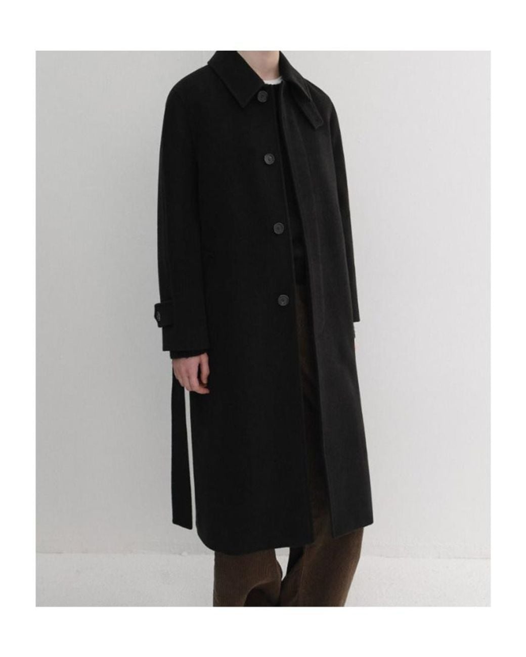 DUNST Black Belted Cashmere Mac Coat for men