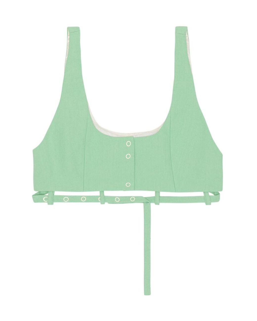Ganni Green Sleeveless Suiting Cropped Top