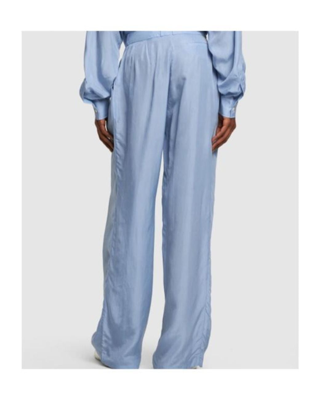 Frankie Shop Blue Tansy Pleated Silky Cupro Pants