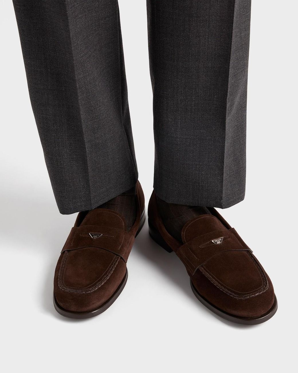 Prada Brown Formale Penny Loafers for men