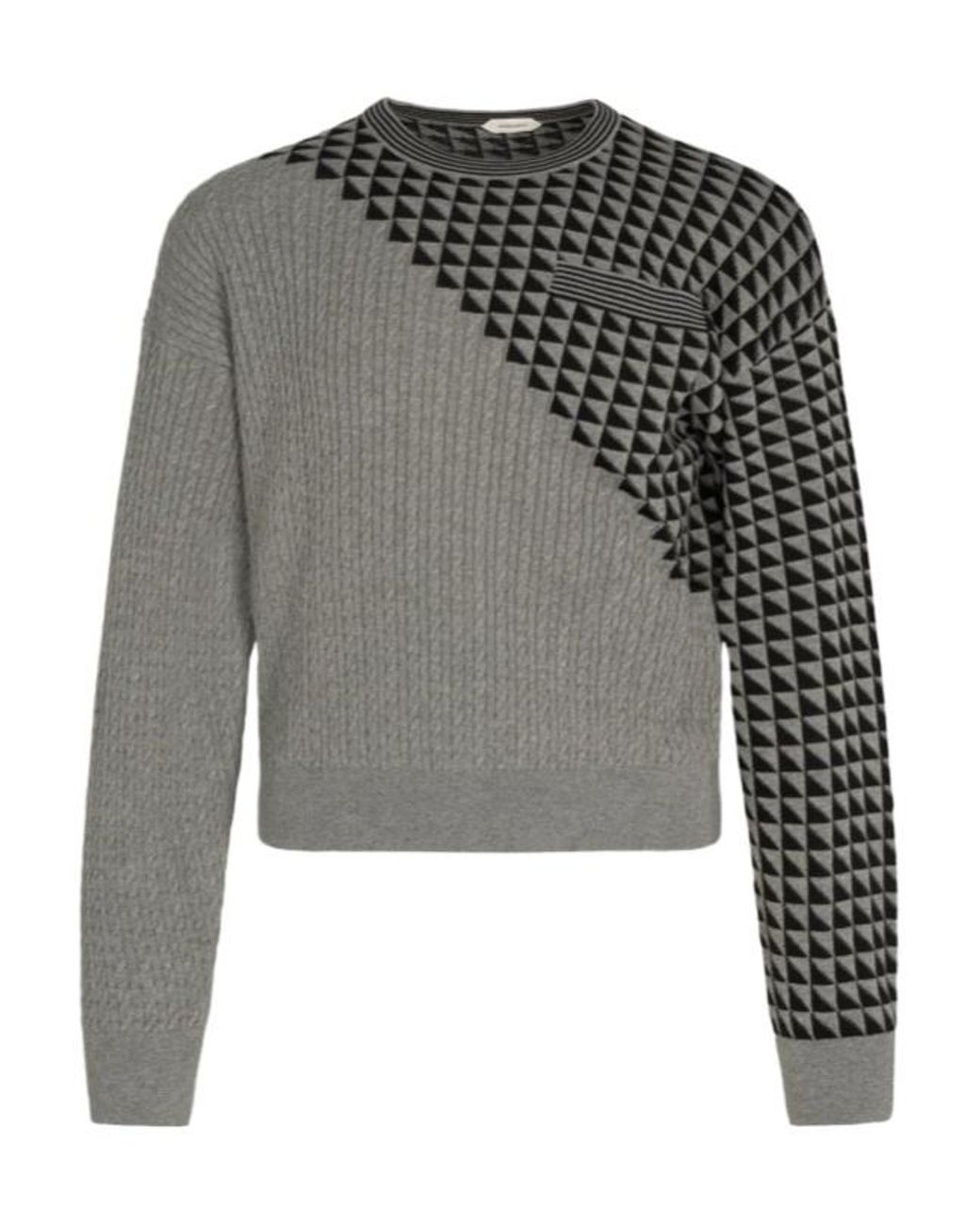 Versace Gray Cable Knit Sweater for men