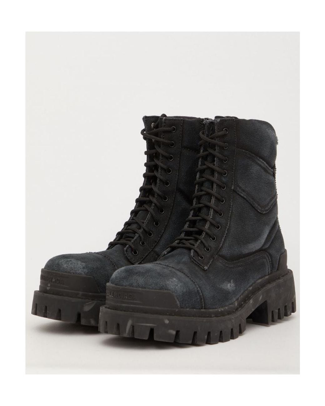 Balenciaga Black Worn-Out Effect Combat Boots for men