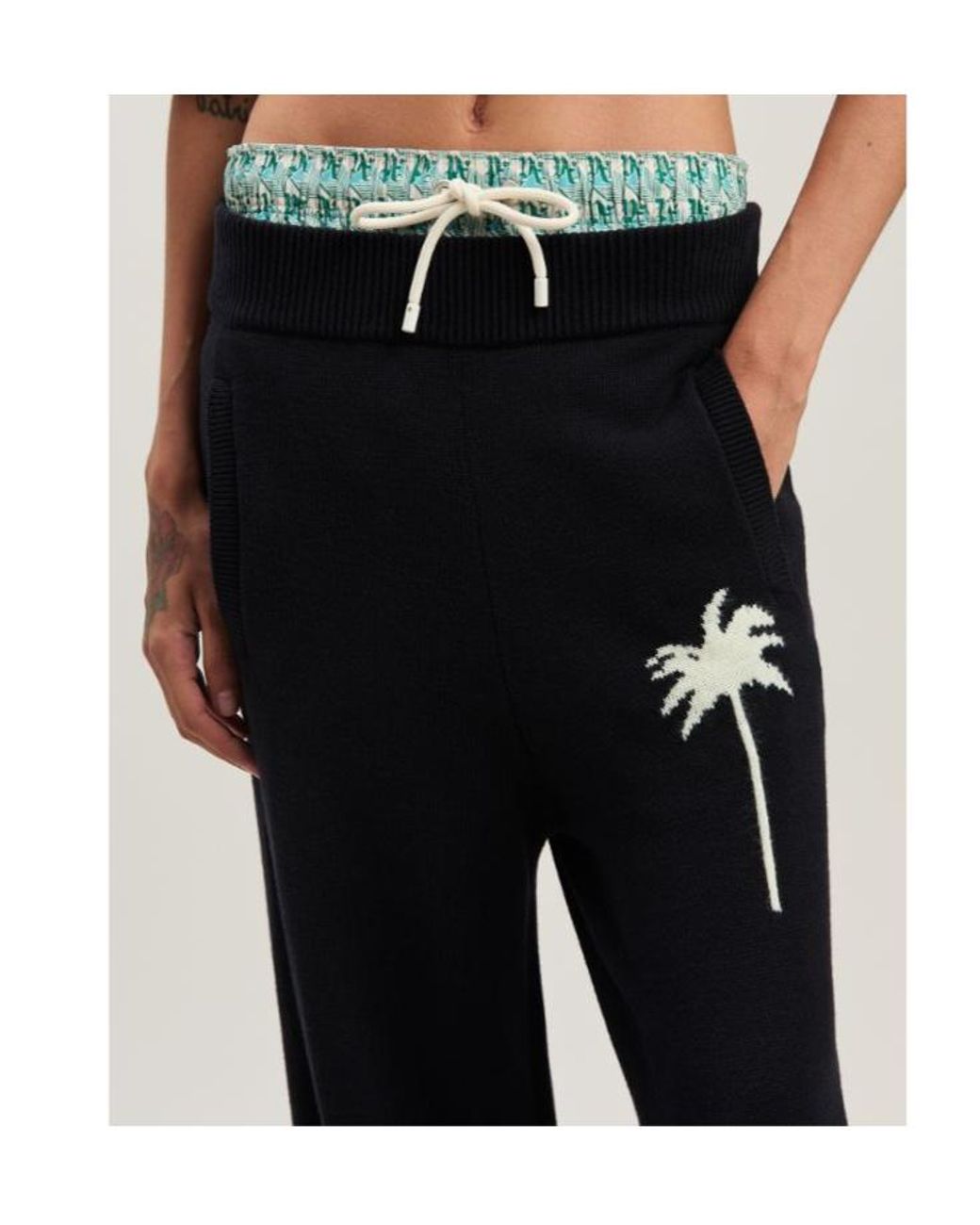 Palm Angels Black Palms Knit Pants