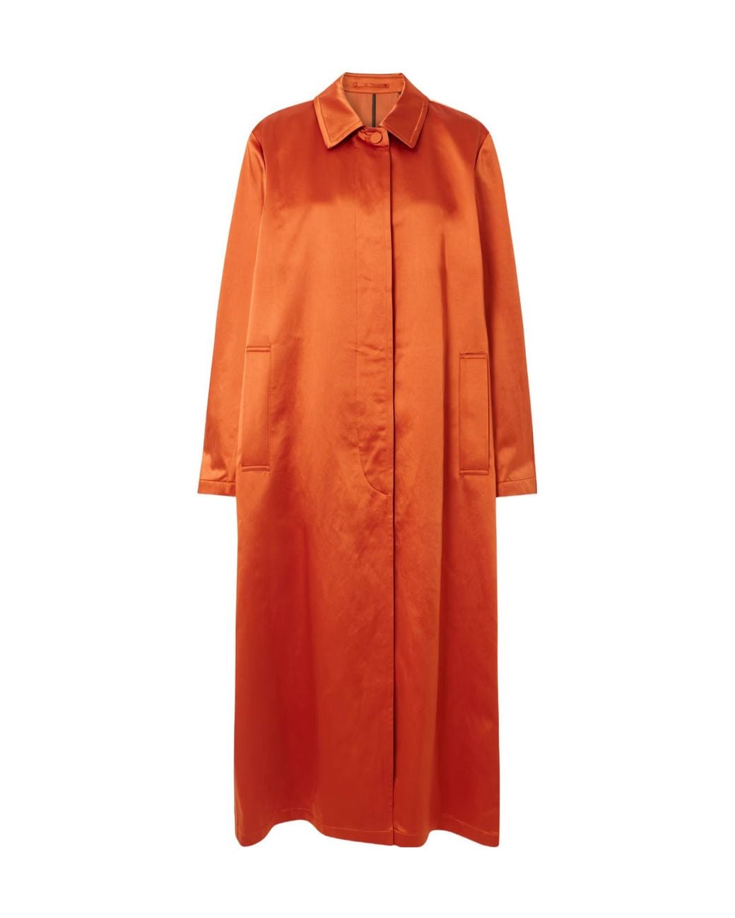 Dries Van Noten Orange Cotton Blend Satin Coat