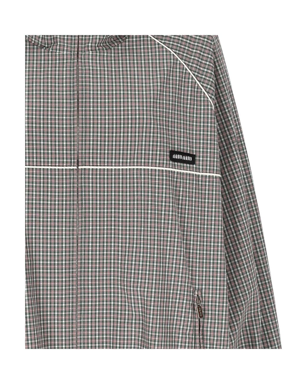Miu Miu Gray Checked Drawstring Jacket