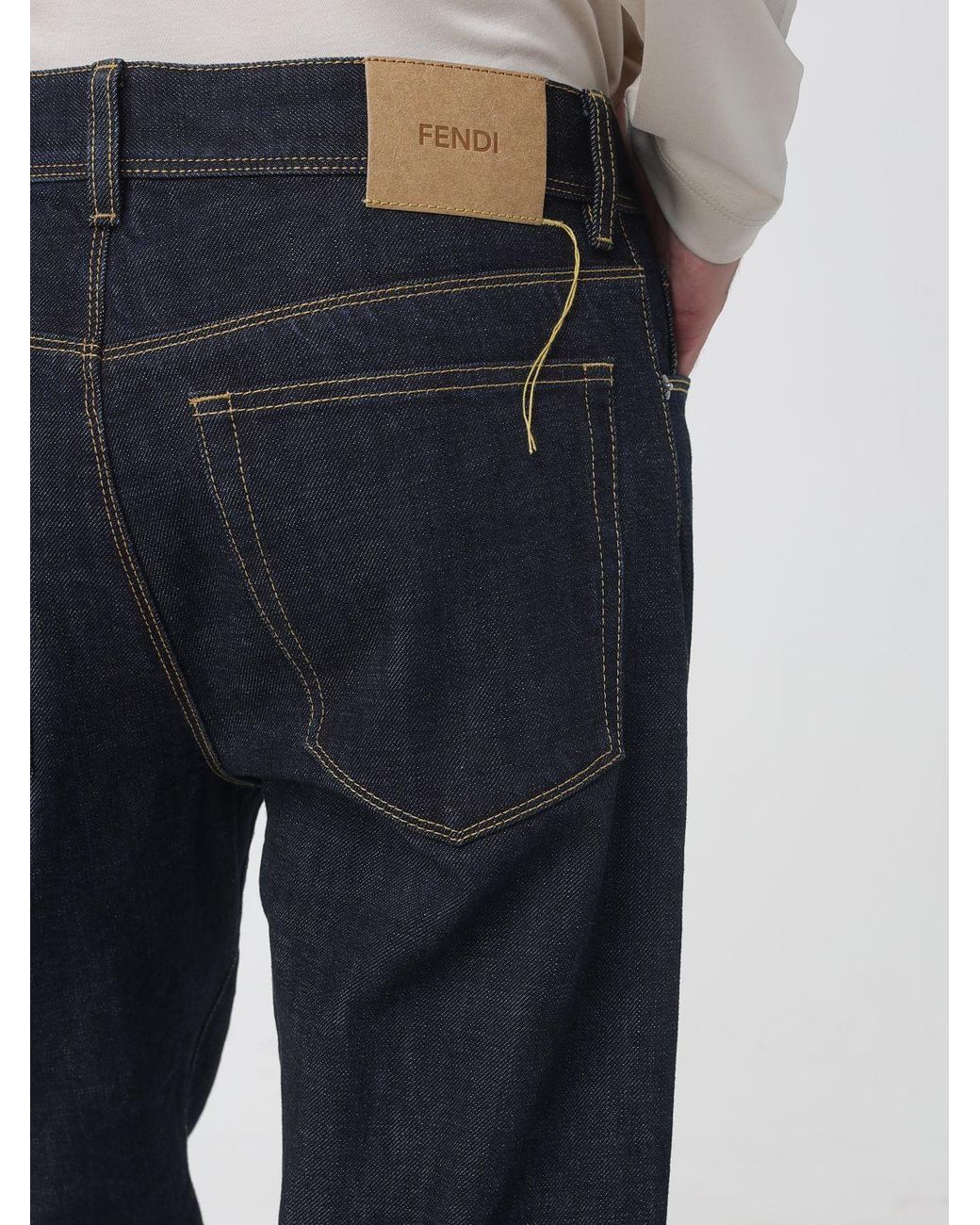 Fendi Gray Logo Patch Straight-Leg Jeans for men