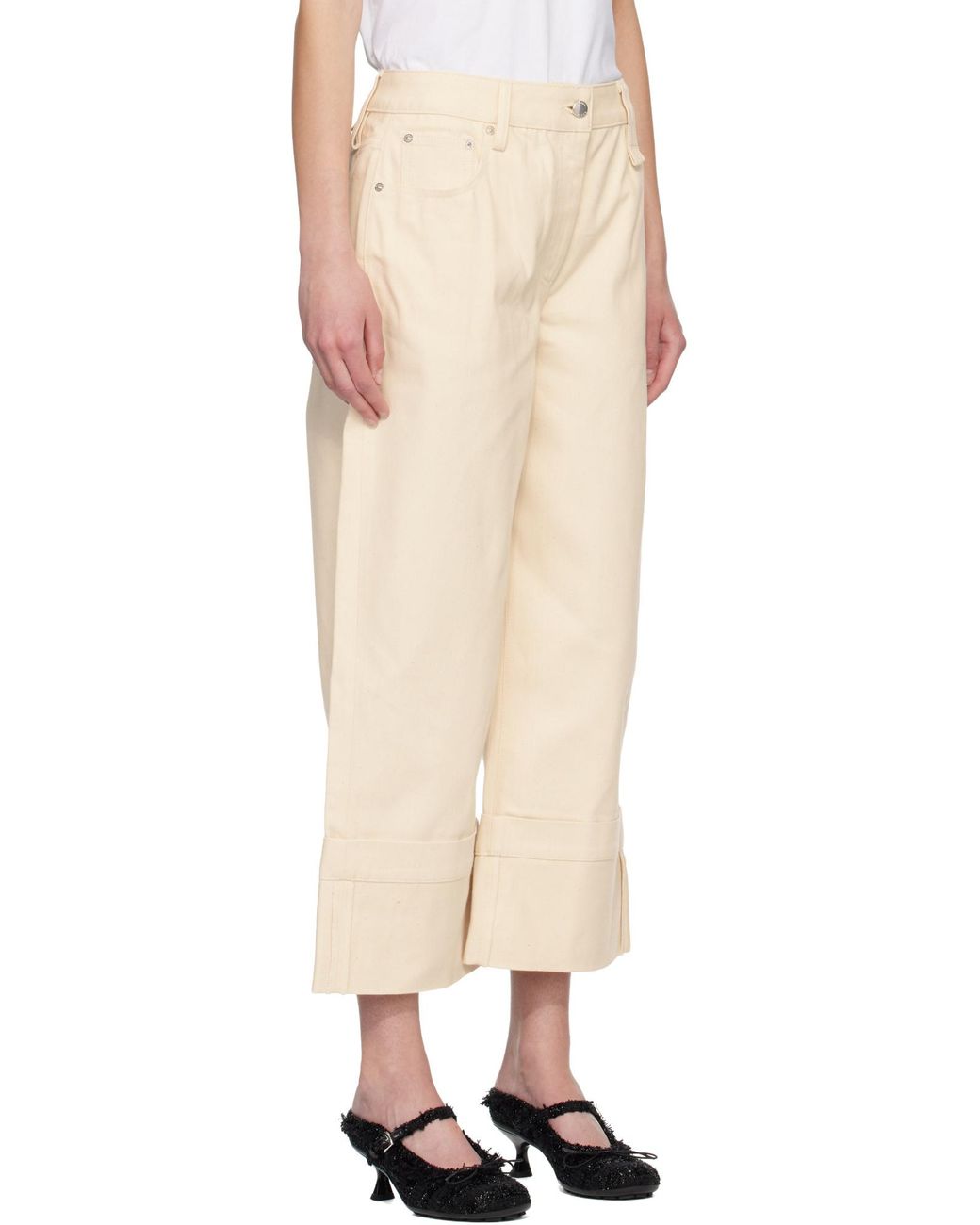 Simone Rocha White Straight-Leg Bow-Tie Jeans