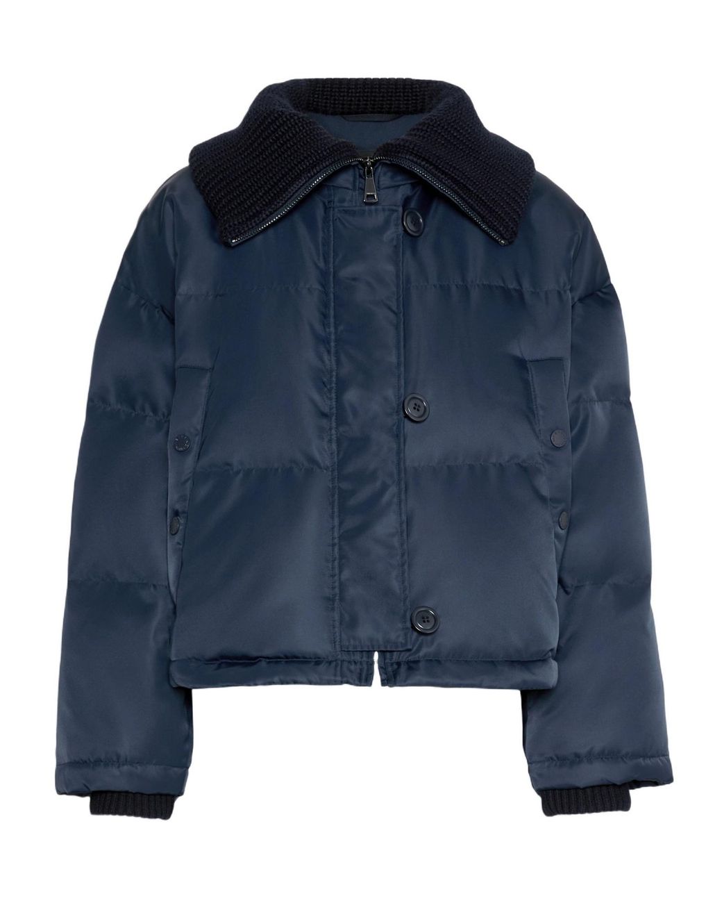 Weekend by Maxmara Blue Ribbed Collar Down Jacket