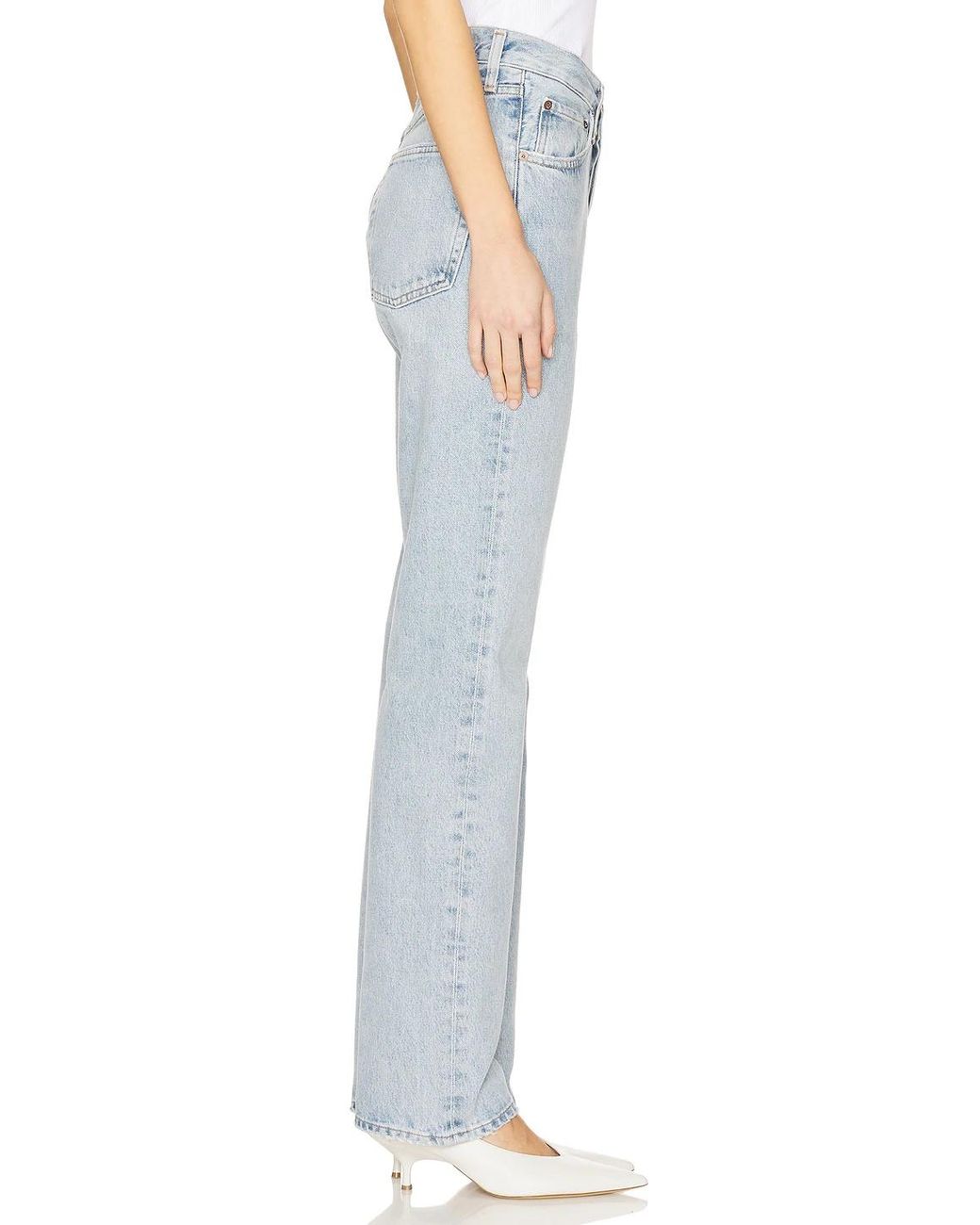 Agolde Blue Denim Trousers With Belt Loops