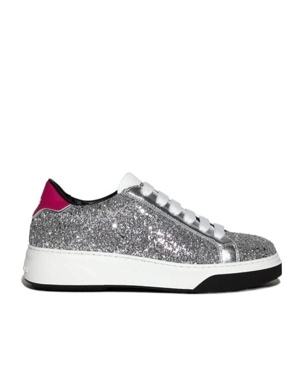DSquared² Gray Glittered Lace-Up Sneakers
