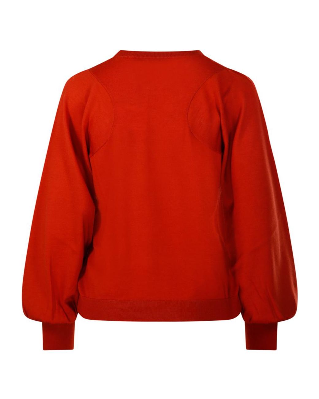 Nude Red Puff-Sleeve Crew-Neck Sweater