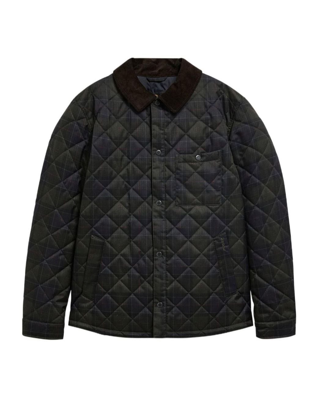 Barbour Black Quilted Tartan-Print Jacket for men