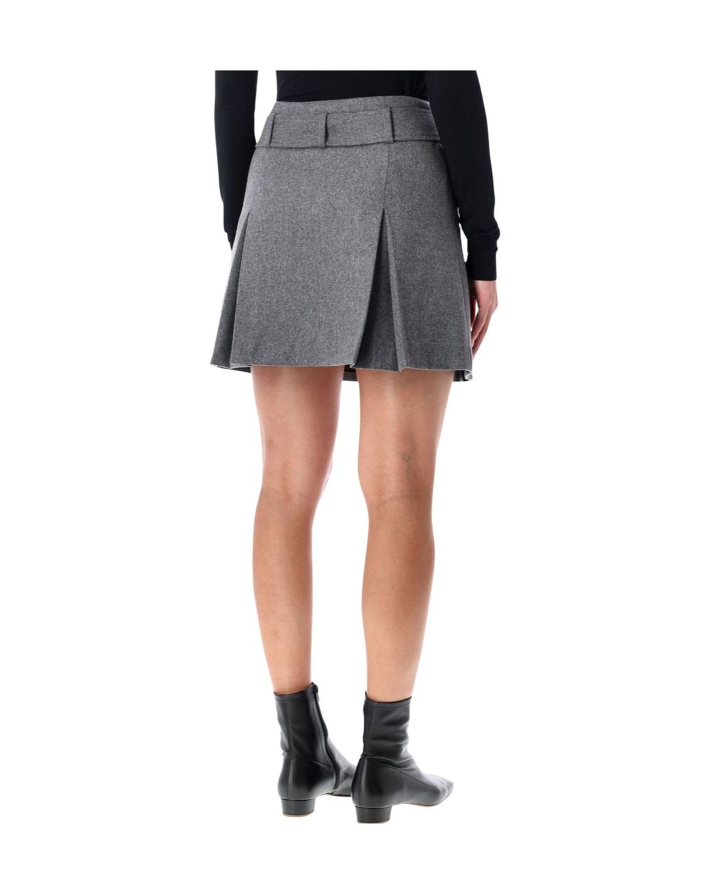 A.P.C. Gray Belted Pleated Mini Skirt