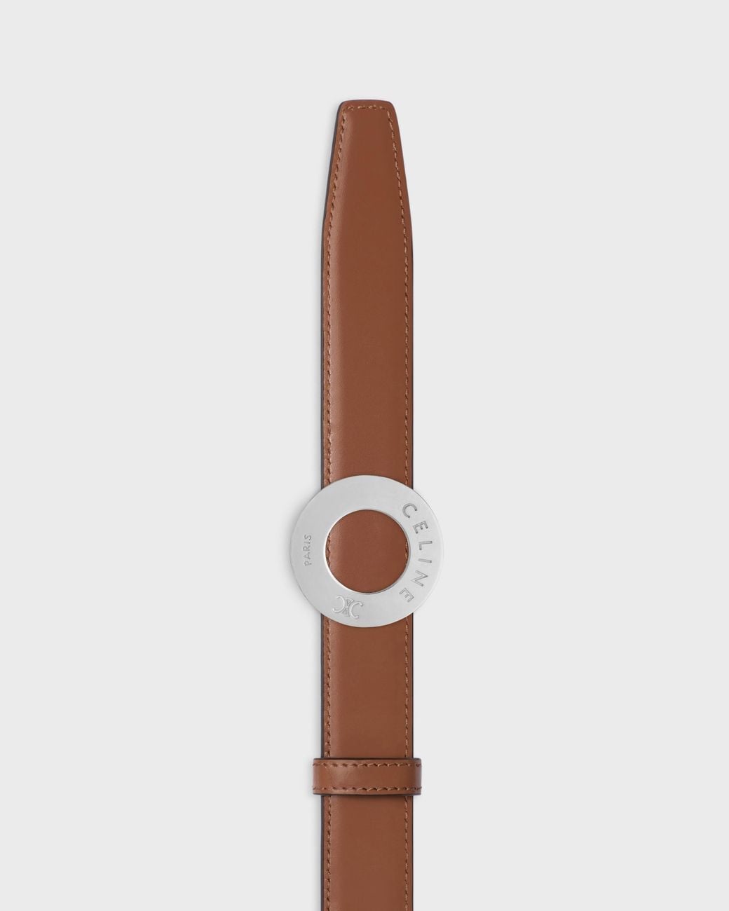 Céline White 25Mm Double-Sided Leather Belt With Disc Buckle