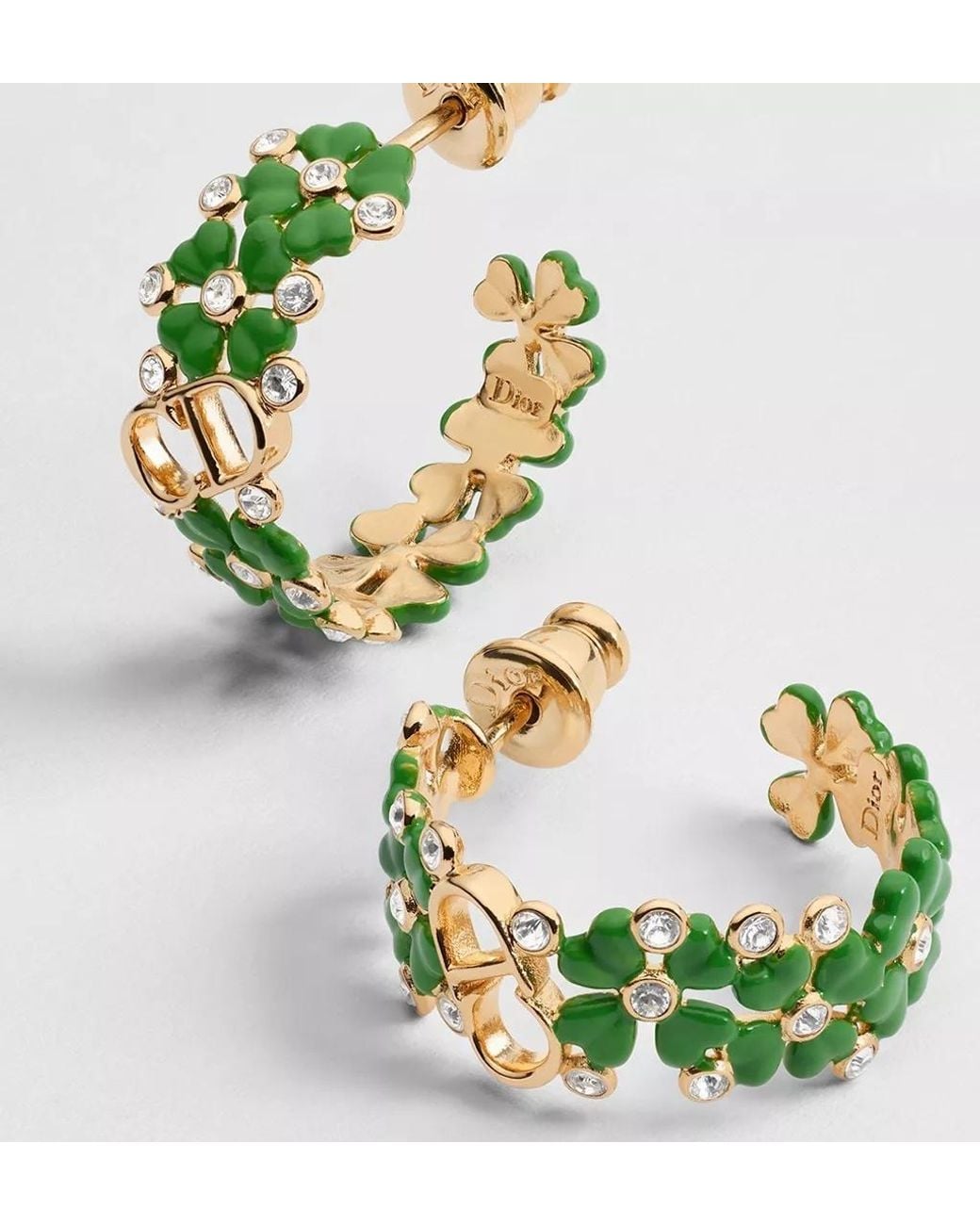 Dior Green Clover Garden Hoop Earrings