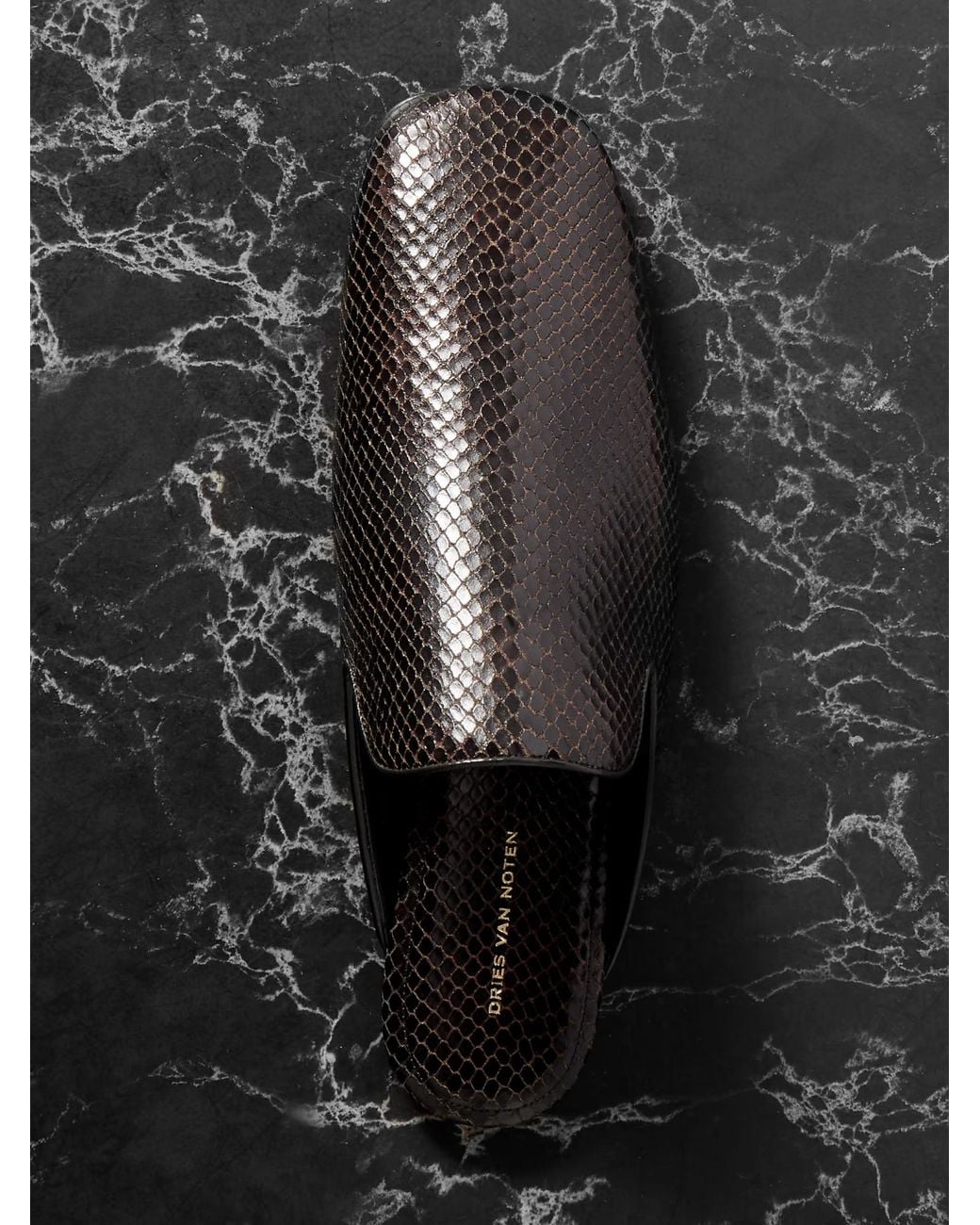 Dries Van Noten Black Round-Toe Mules