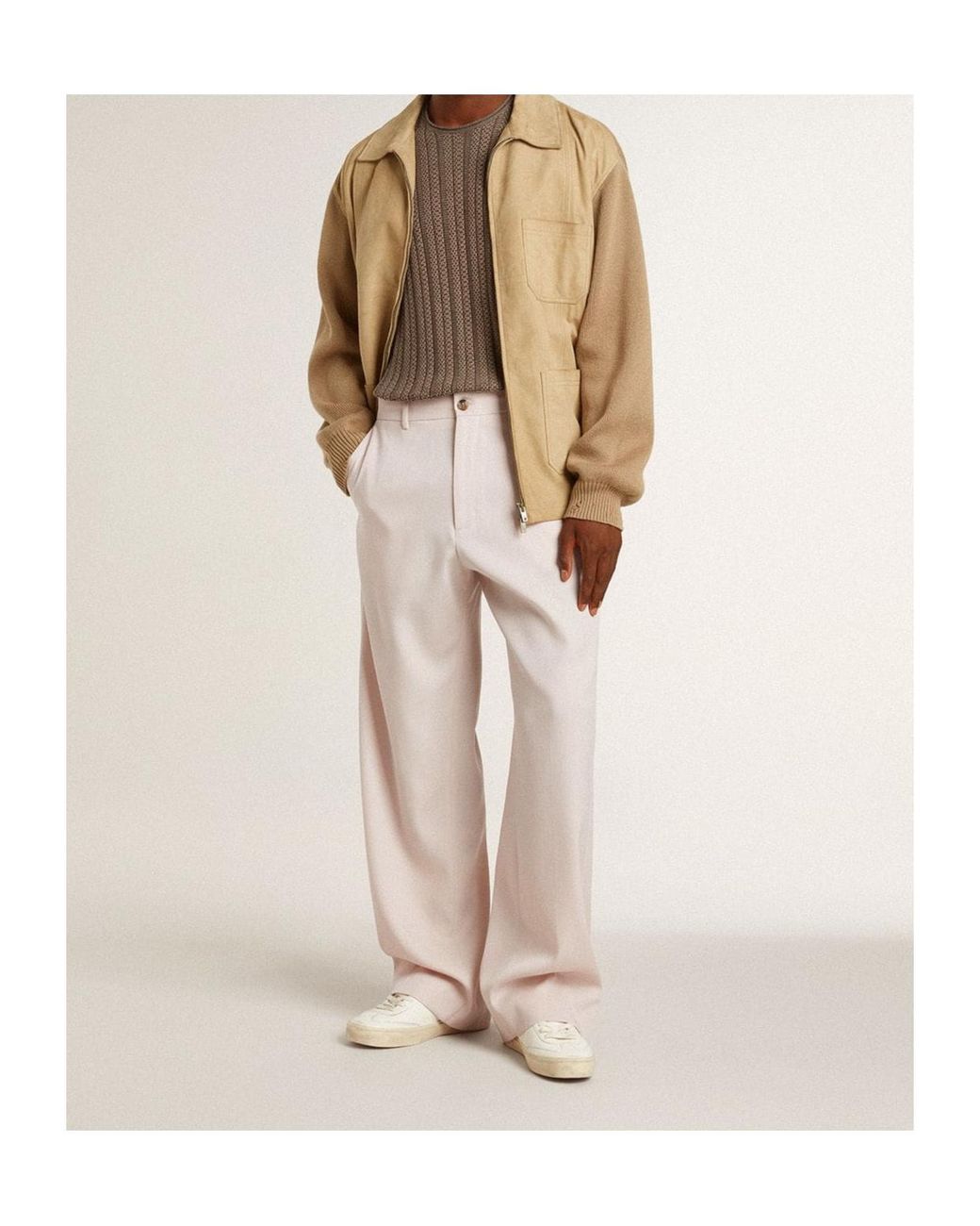 Golden Goose Deluxe Brand Natural Long Sleeved Zipped Jacket for men