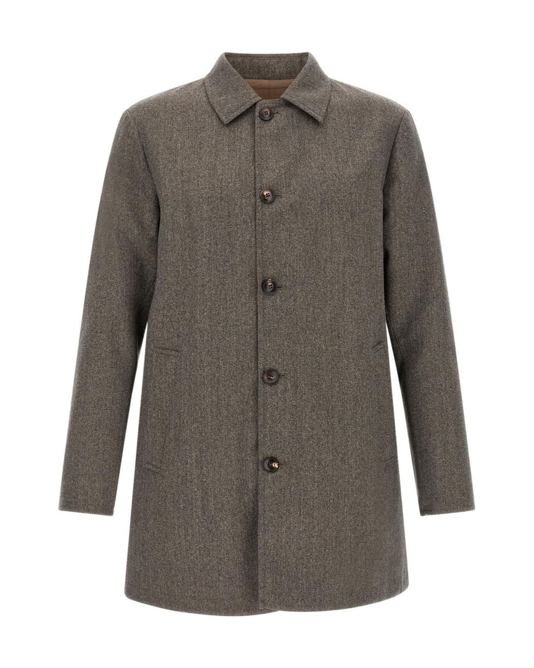 Pal Zileri Gray Reversible Shirt Collar Coat for men