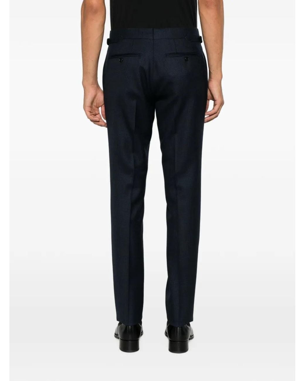 Tom Ford Blue Checked Trousers for men