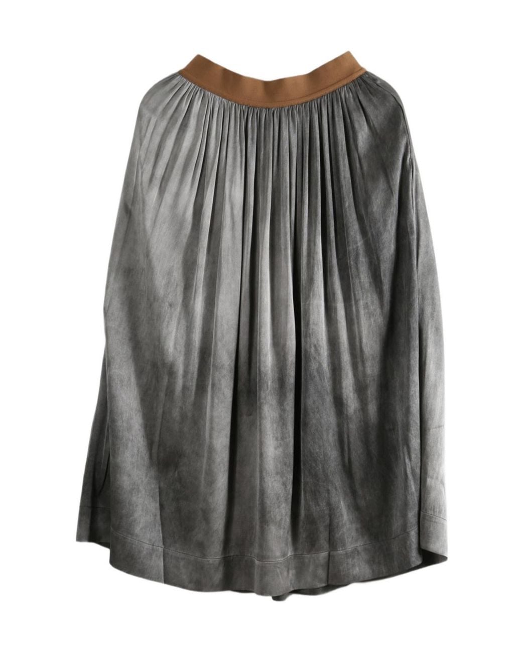 Uma Wang Gray Elastic Waist Midi Skirt