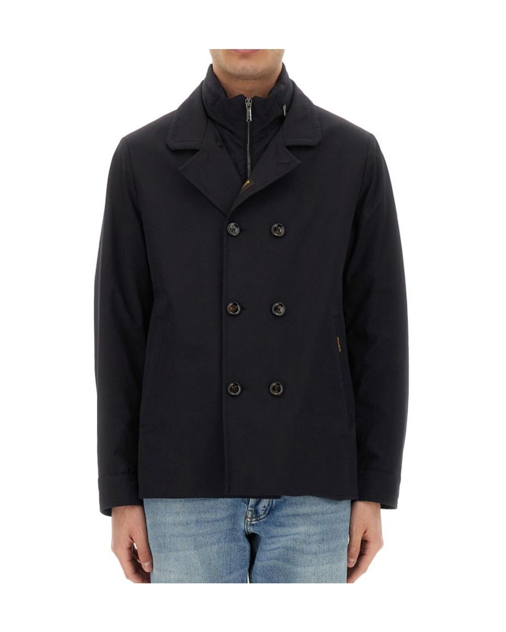 Moorer Blue Volmer-Kn Double-Breasted Peacoat for men