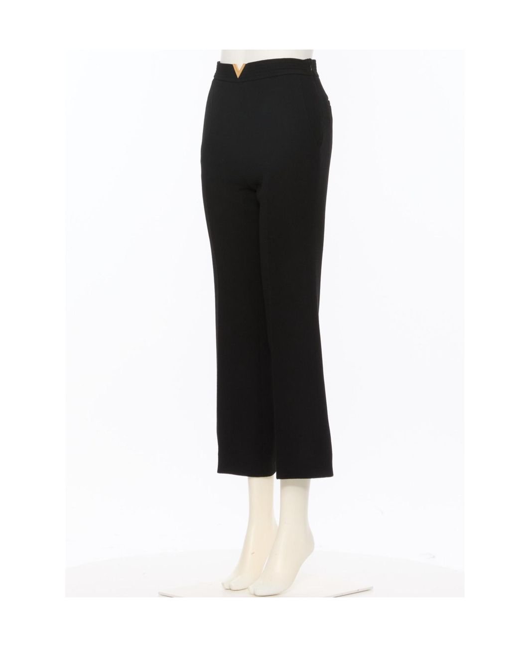 Valentino Black Logo Plaque Cropped Pants